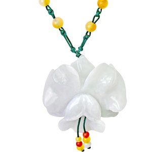Orchid Flower Handmade Jade Necklace Pendant